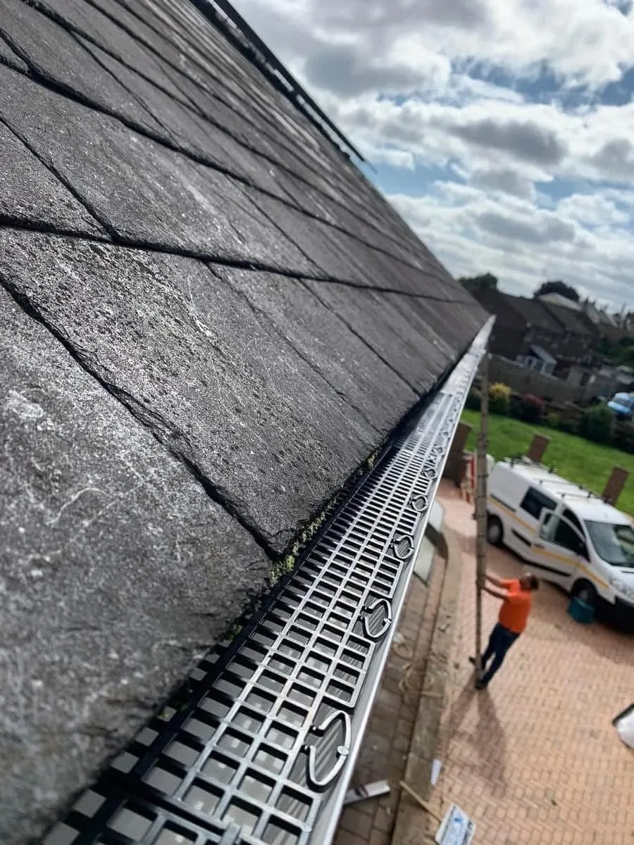Gutter guard fitted on a slate roof in Ottery St Mary