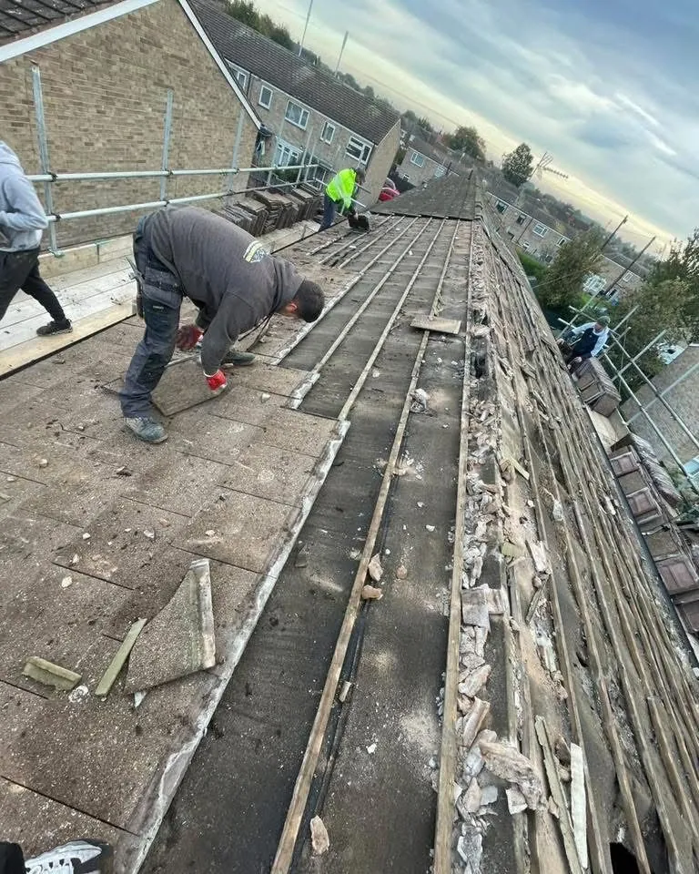 Roof strip and re-felt in progress in Ottery St Mary